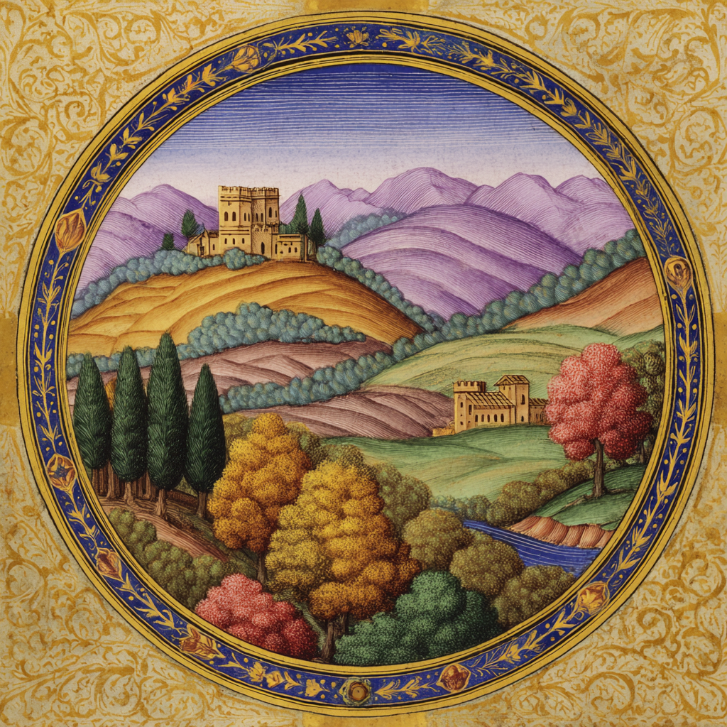 Medieval Illuminated landscape 2 — AI generated image for website use, optimized for SEO